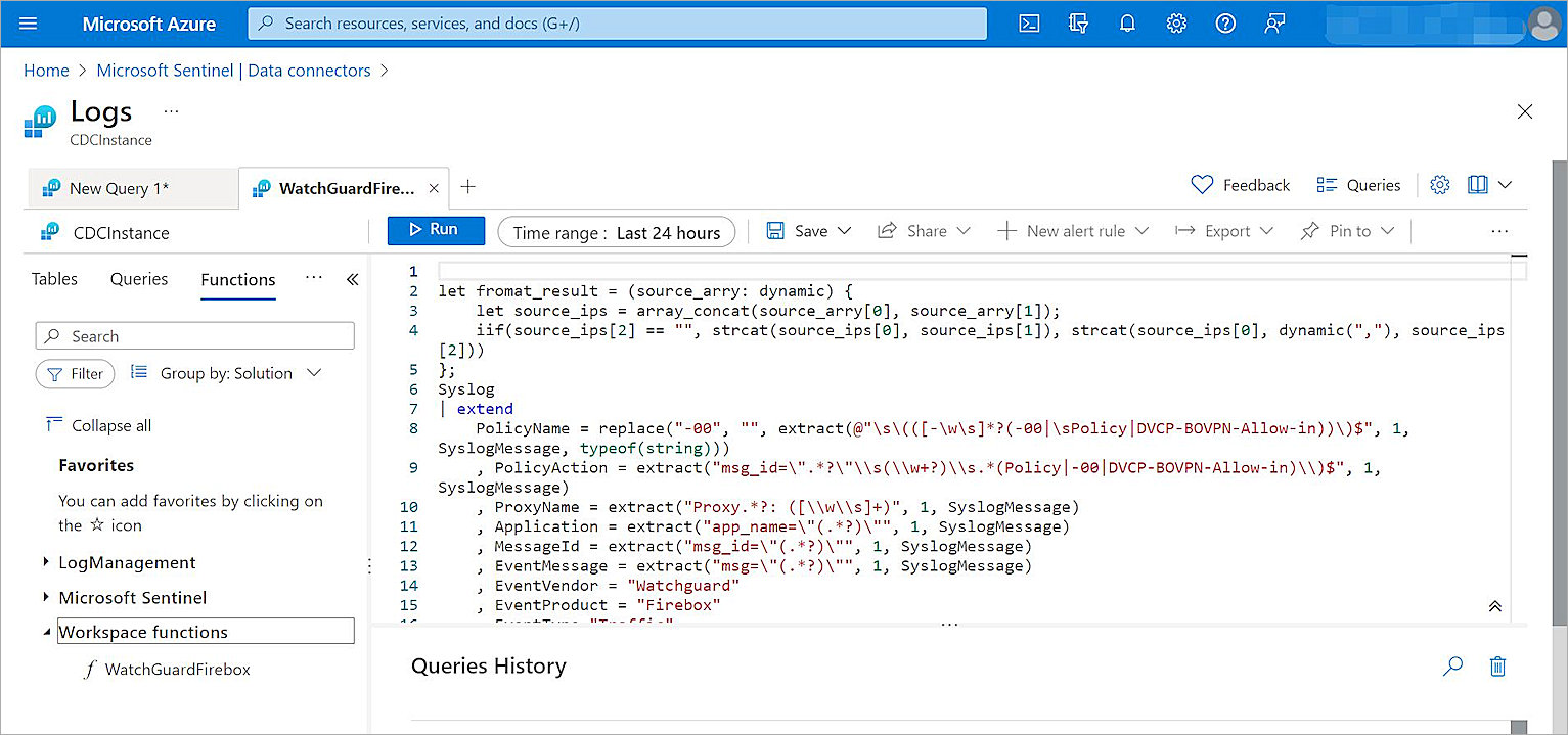 Screen shot of the query